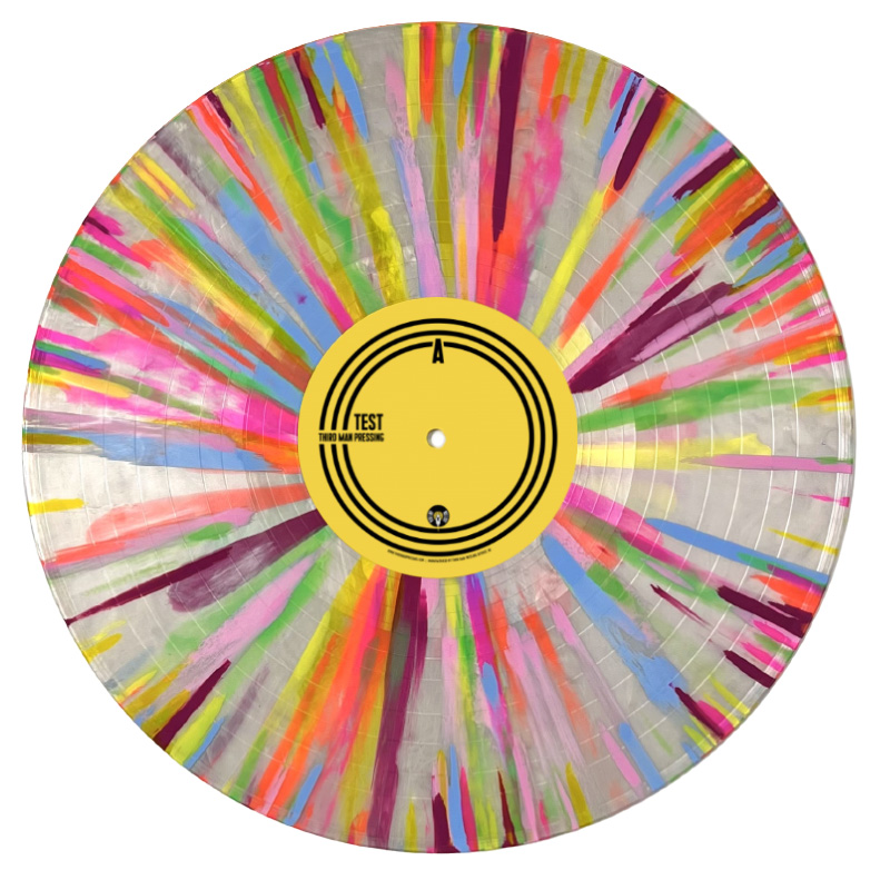 Splatter color vinyl on white background